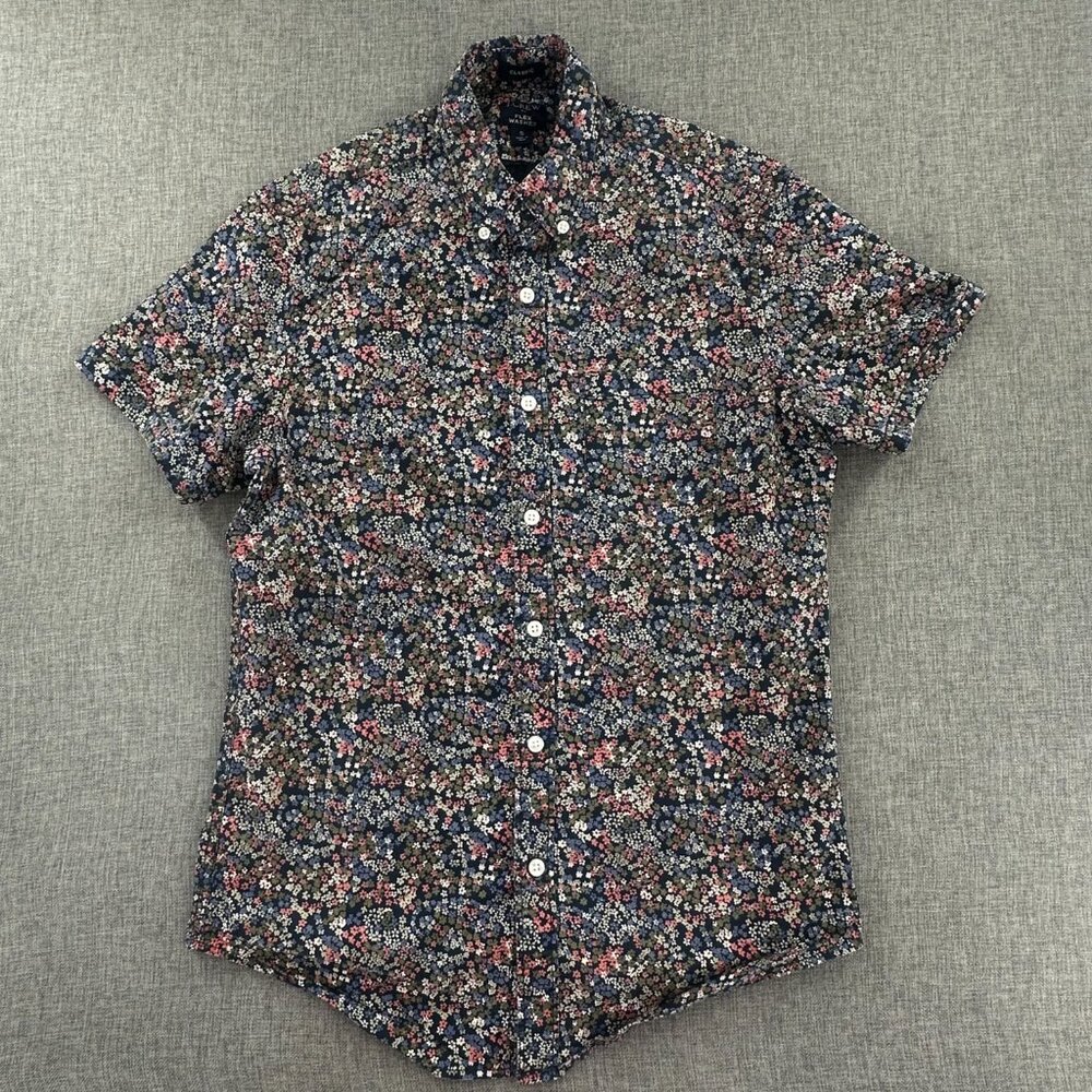 Mens J. Crew Floral Classic Button Down Shirt Flex Washed Small Cotton Blend